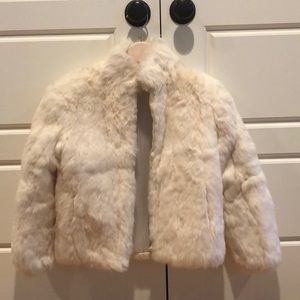 Vintage white faux fur bomber